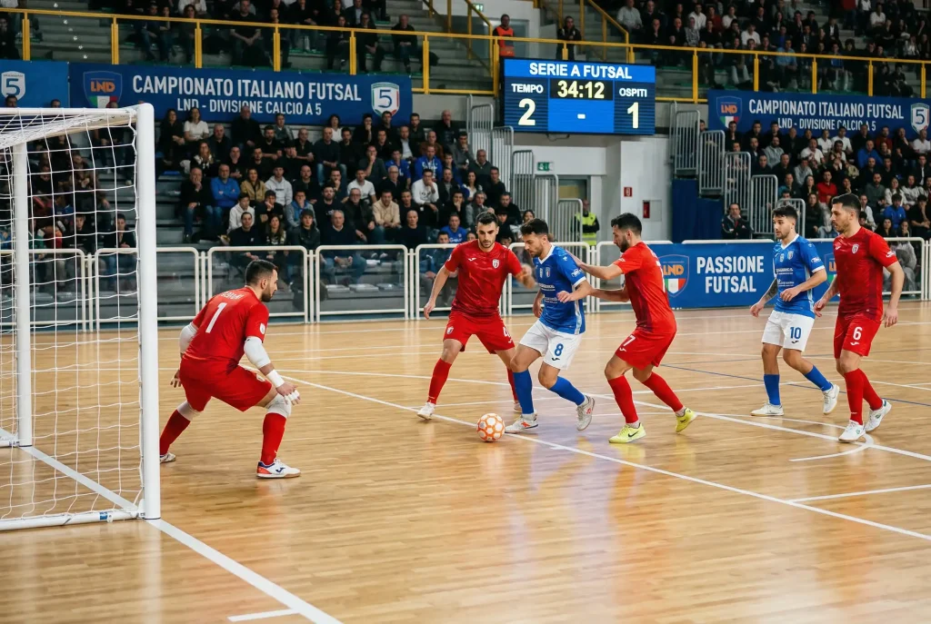 Campo da futsal durante una partita del campionato italiano di Serie A di calcio a 5