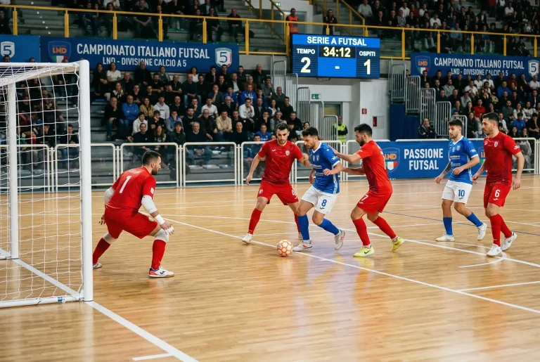 Campo da futsal durante una partita del campionato italiano di Serie A di calcio a 5